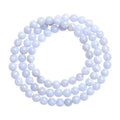 Original unisex blue agate beaded bracelet with natural striped patterns and ruyi elements.