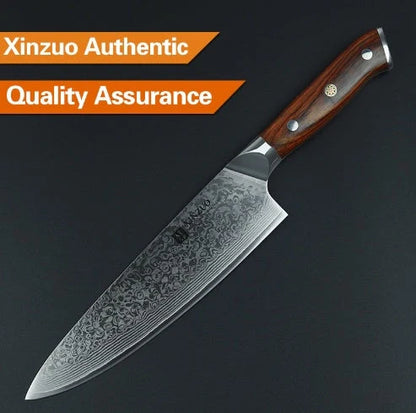 XINZUO 8-inch Chef Knife with VG10 high carbon steel blade and rose wood handle