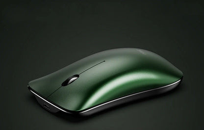 Ultra-thin silent wireless rechargeable Bluetooth mouse in blue, green, and silver