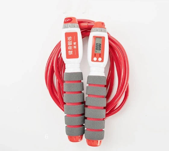 Adjustable electronic counting fitness jump rope with colour options