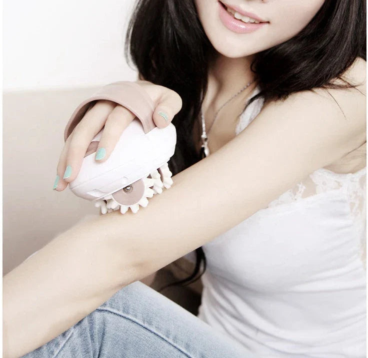 3D Electric Roller Massager for muscle shaping and relaxation in white and coffee