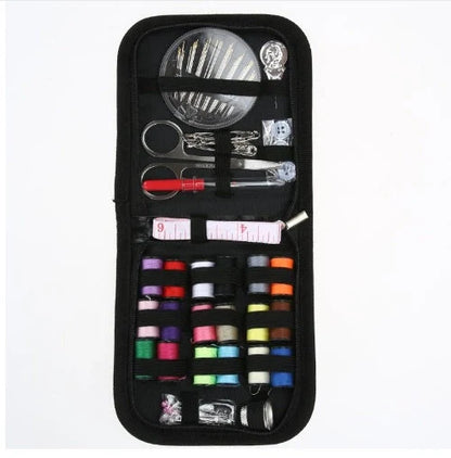 Compact black sewing kit with 98-piece accessory set for home tailoring and creative projects