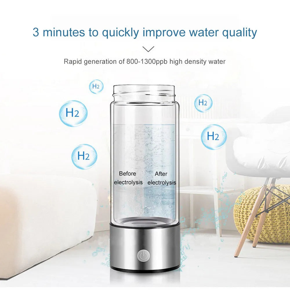 Upgraded Health Smart Hydrogen Water Cup with 420ml capacity and titanium electrode