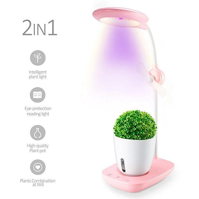 Intelligent Plant Growth Box with Table Lamp in pink, perfect for indoor gardening