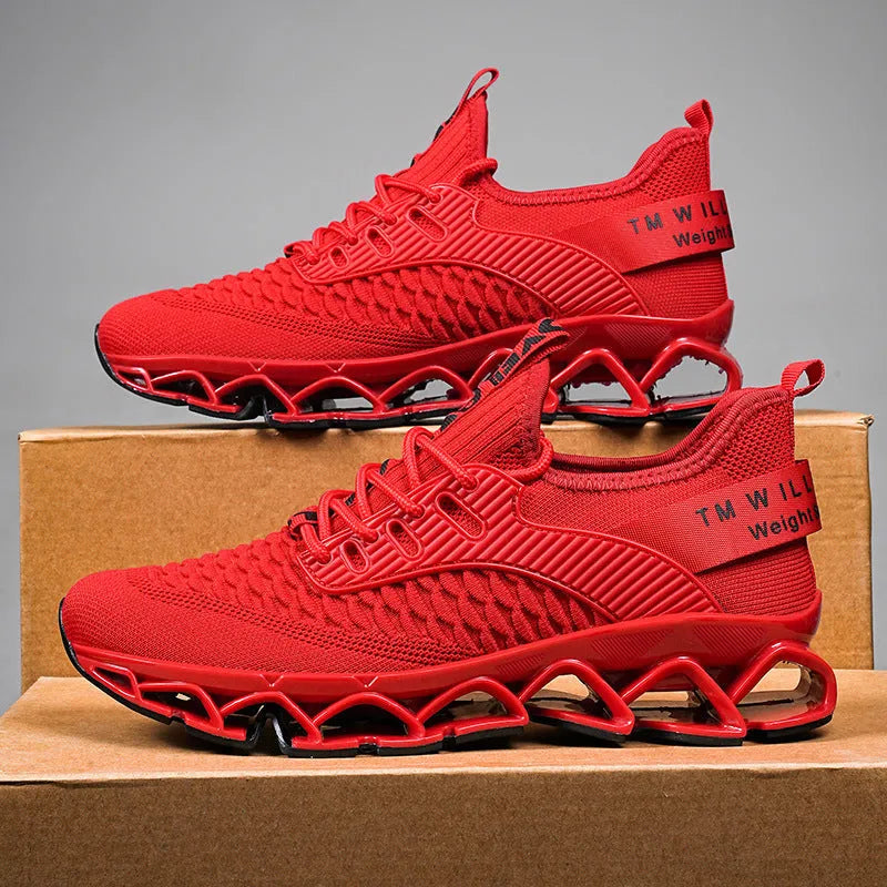 Blade sports mesh casual running shoes in solid colour with rubber sole