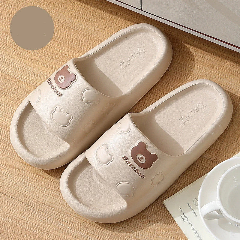 Cartoon bear slippers with thick non-slip EVA soles in various colours for indoor comfort