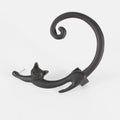 Punk cat post earring with ear cuff in black, close-up on alloy electroplated stud