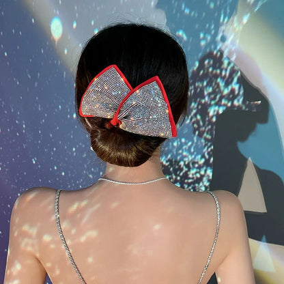 Celebrity Bun Hair Lazy Hair Curler Rhinestone Magic Headdress in black, white, and red