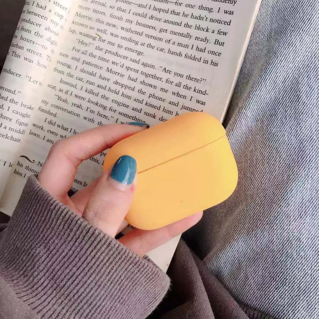 Plastic AirPods Pro protective case shown in available colours including black, red and mint green