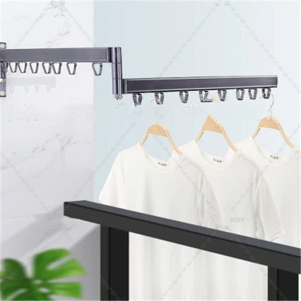 Versatile wall-mounted foldable aluminium alloy drying rack with track system for secure clothes drying