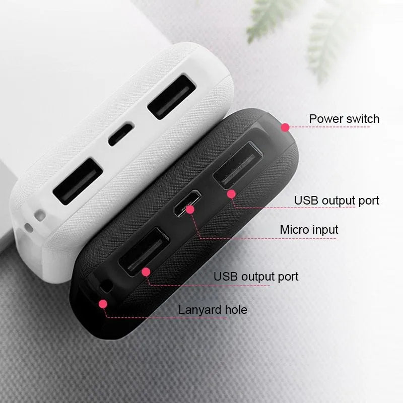 Black or white ultra-thin 10000mAh power bank showing multiple USB ports and slim 22mm profile