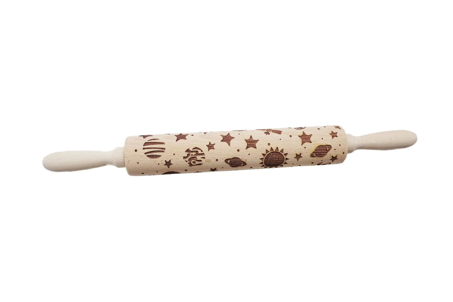 Wooden Christmas embossing rolling pin with non-stick surface for festive baking