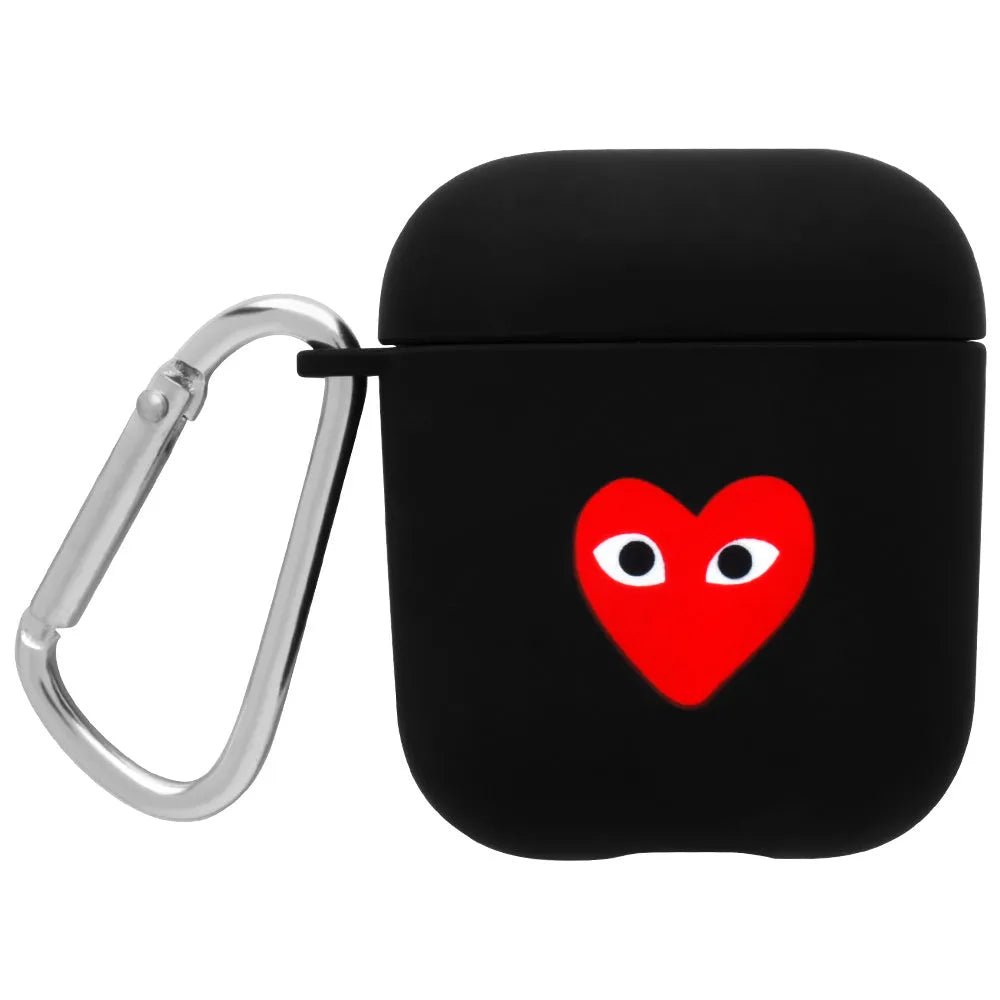 Apple AirPods PC back cover case with decorative designs in black and pink colours