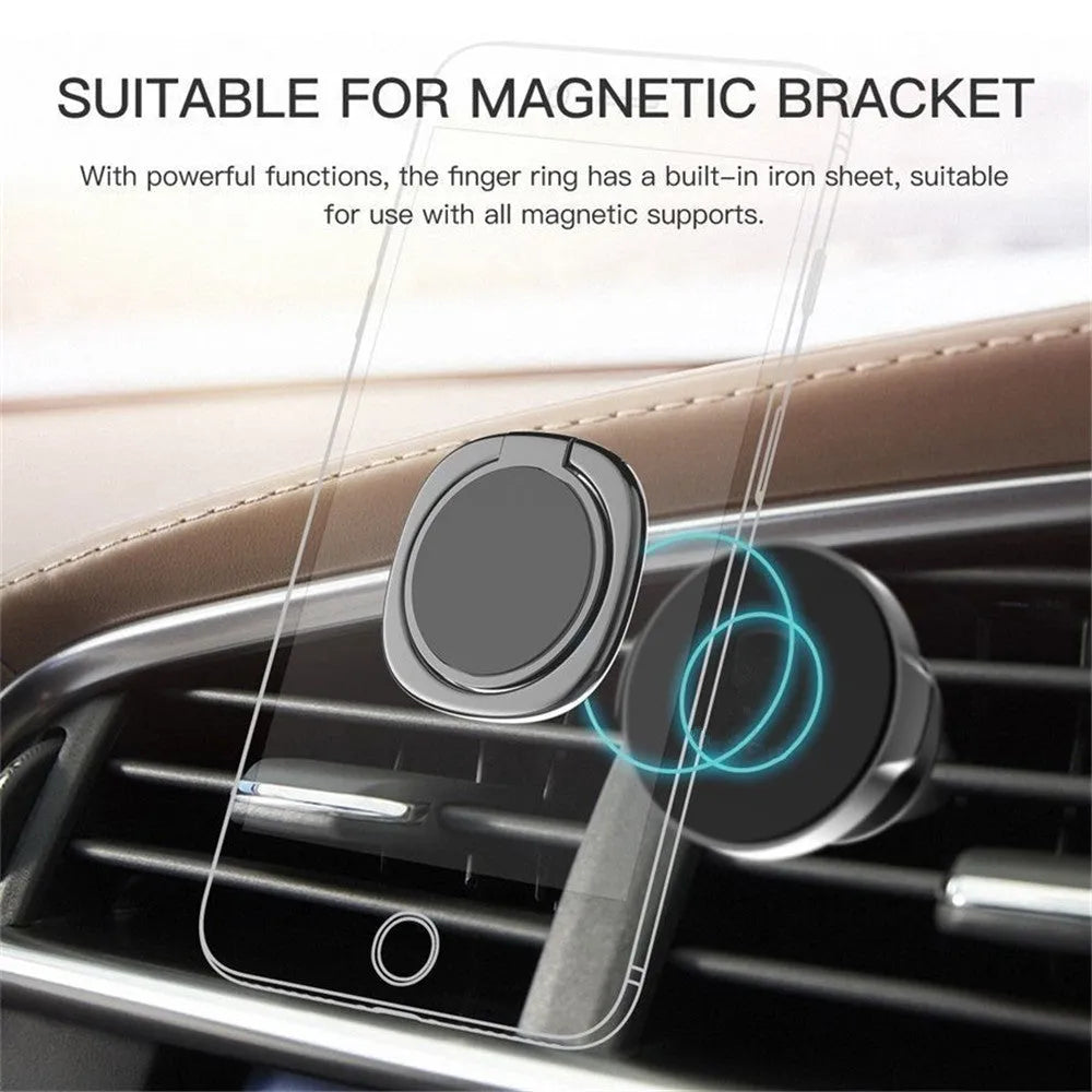 Magnetic ring holder 360 degree rotating desktop stand for universal smartphone in black