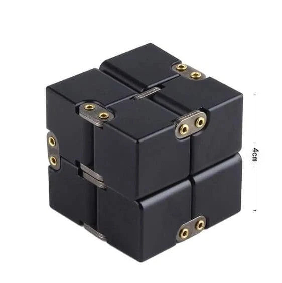 Infinity Cube Educational Toy in zinc alloy, available in multiple colours for focus enhancement and stress relief.