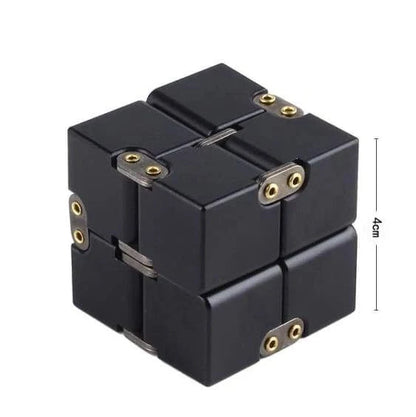 Infinity Cube Educational Toy in zinc alloy, available in multiple colours for focus enhancement and stress relief.