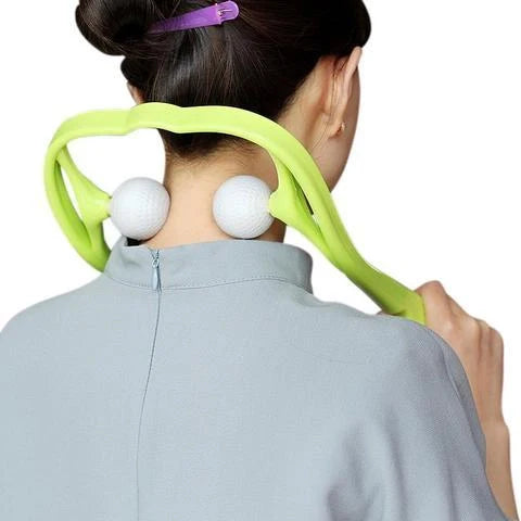 Adjustable neck massager in pink, blue, and green for deep tissue relief
