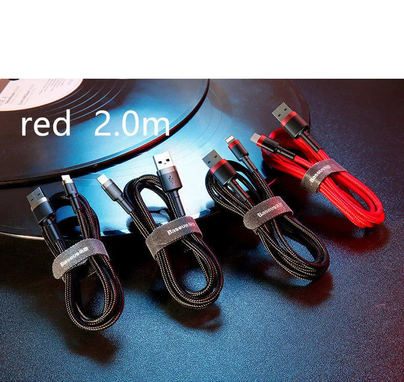 Red and black Lightning charging cable for Apple iPhones with 8PIN connector