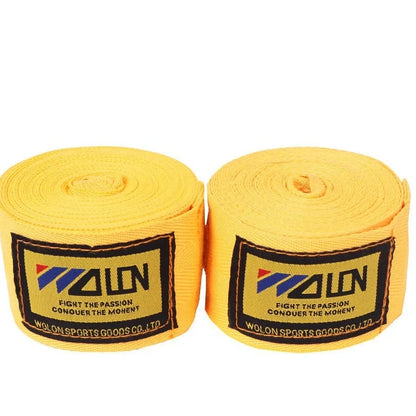 Cotton boxing hand wraps showing 2.5-metre length and 5cm width for martial arts training