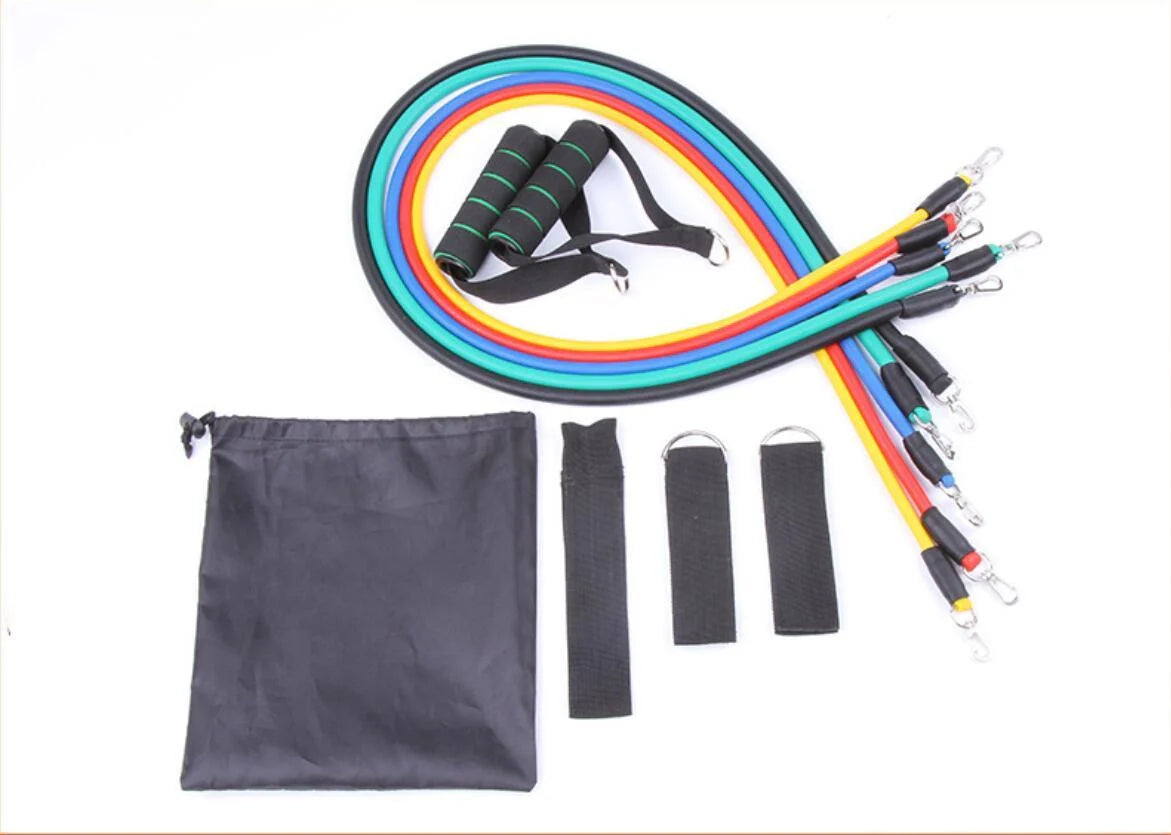 Pull Rope Elastic Rope Strength Training Set with multiple resistance bands and accessories