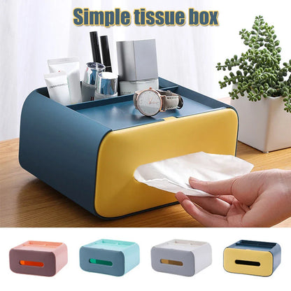 Stylish Tissue Box with Hidden Storage - a multifunctional desktop organizer with tissue dispenser and hidden compartment for small items