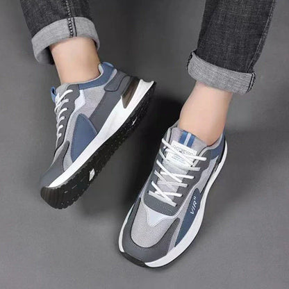 Men's fashionable color-blocked mesh sneakers with breathable design and comfortable features