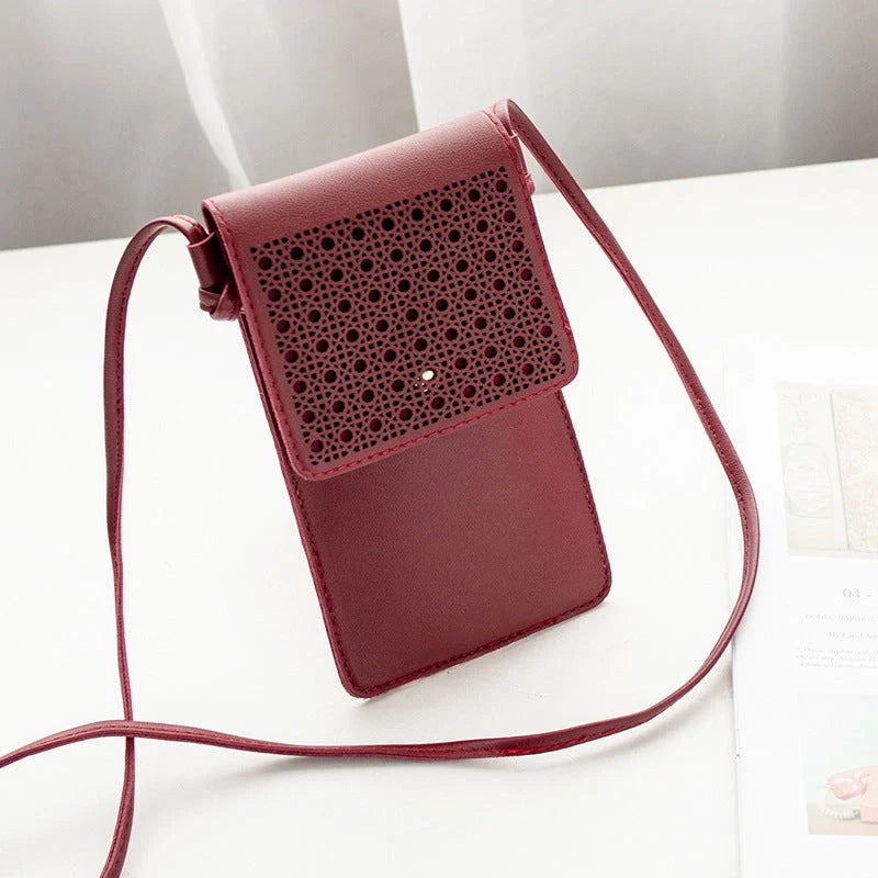 Cross Body Mobile Phone Bag with clear touch screen window in various colors