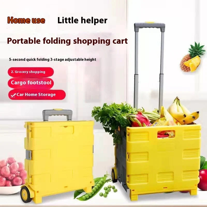 Foldable plastic household trolley with lid in various colours