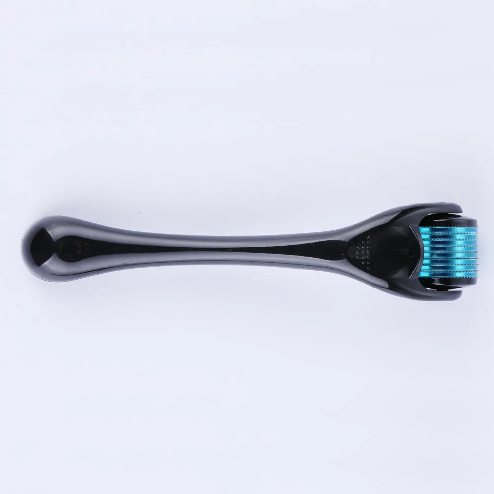 Microneedle roller with SUS304 medical steel needles, black handle, for wrinkle and scar treatment