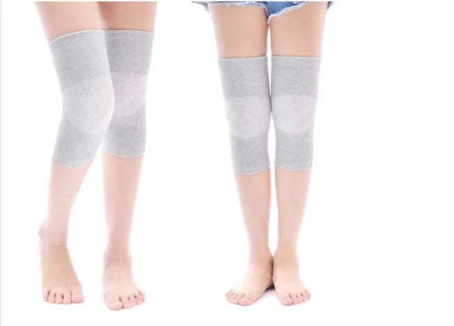 Black knee support sleeve for joint pain and arthritis relief, made from nylon and spandex, available in sizes S M L