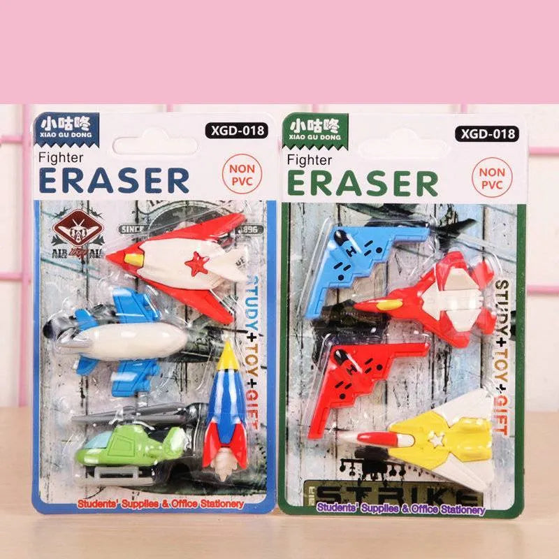 Mini eraser set TPR assorted styles including military model automobile football castle and animal erasers