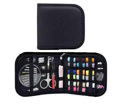 Compact black sewing kit with 98-piece accessory set for home tailoring and creative projects