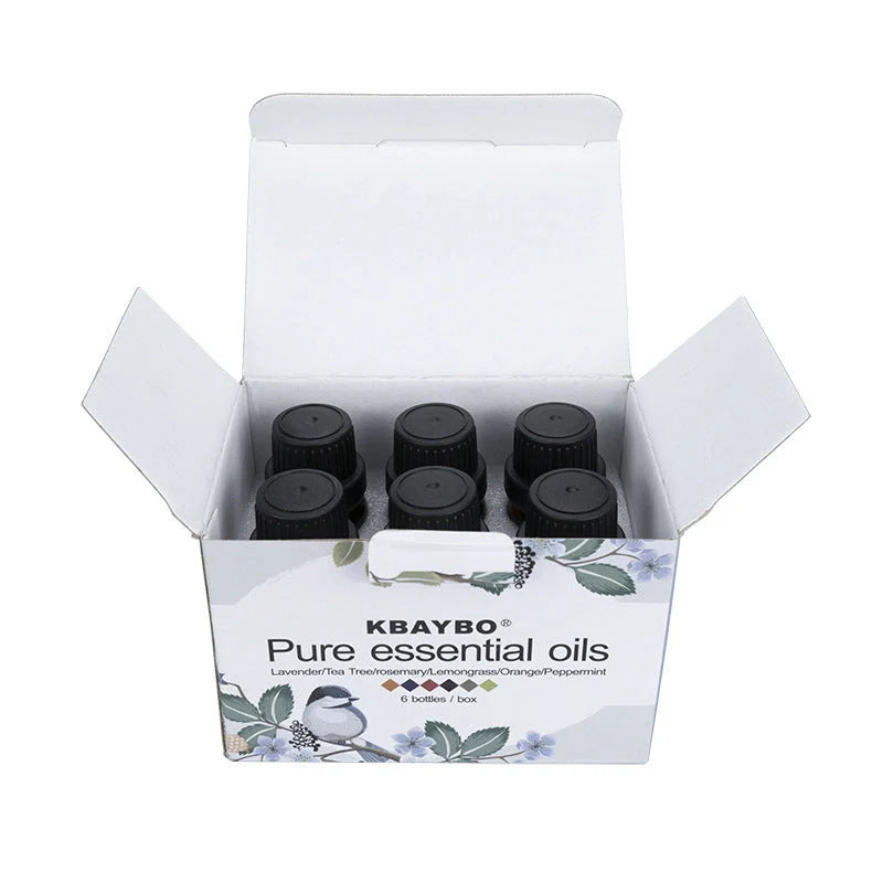 Premium Essential Oils Kit with six varieties including Lavender and Peppermint for natural wellbeing
