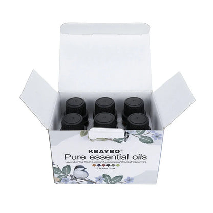 Premium Essential Oils Kit with six varieties including Lavender and Peppermint for natural wellbeing