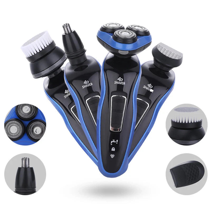 4-in-1 Electric Shaver with Triple Blade for Men - Compact and Rechargeable