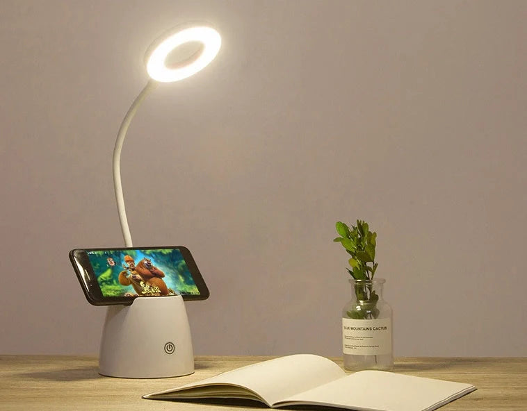 LED folding table lamp with adjustable color temperature and foldable design