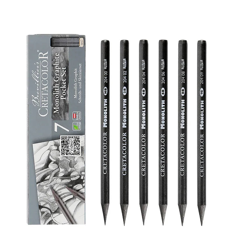 Wood-free graphite sketching pencil showing 146mm length with available hardness grades for artistic drawing