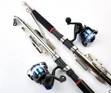 Automatic fishing rod set with spring-loaded mechanism that hooks fish instantly when they bite, eliminating missed strikes and improving catch rates for freshwater and saltwater angling