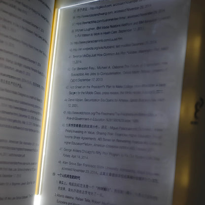 Compact dimmable LED book lamp in black with 17.6x17.8 cm panel for eye-safe night reading