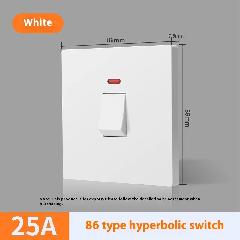 High-current 3-pole electrical switch with light panel in white finish.