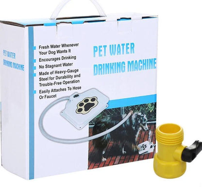 Outdoor dog water fountain with paw pad activation in durable steel construction