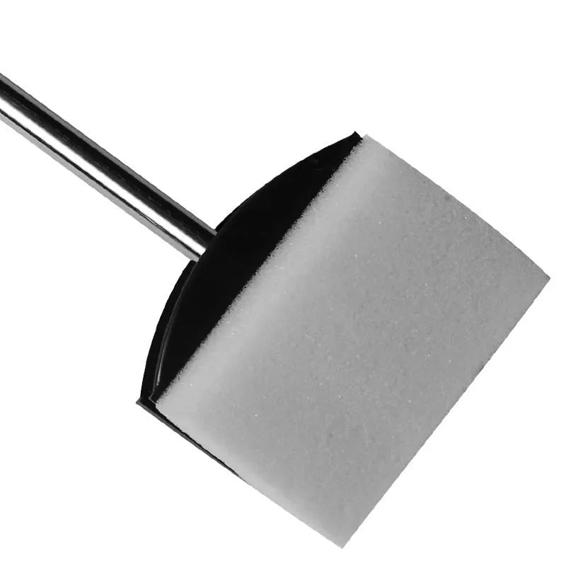 Fish tank cleaning brush with double-sided sponge and long stainless steel handle on a white background