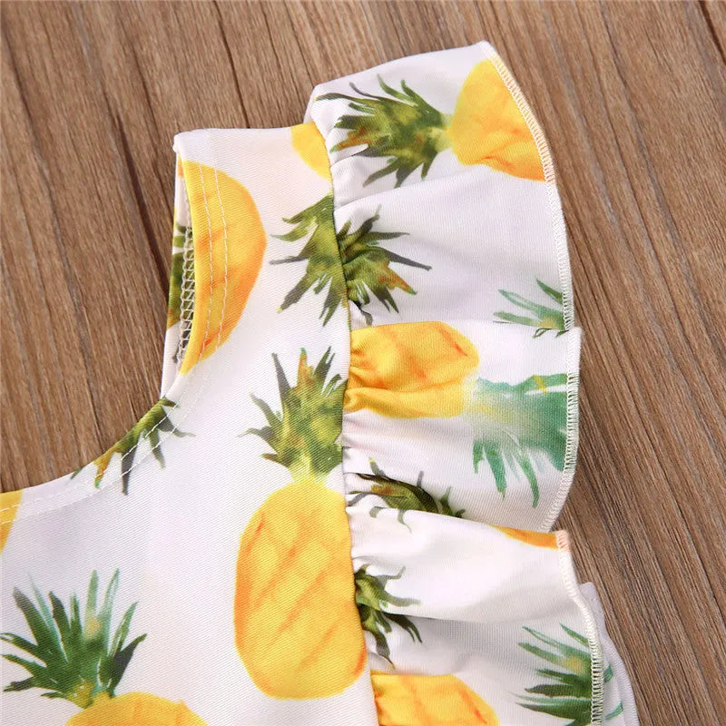 Printed sleeve one-piece polyester swimsuit for baby girls, red or yellow, sizes 80-120cm