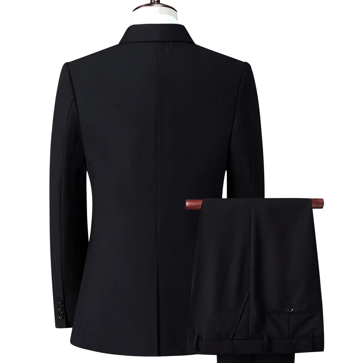 Men's slim fit business suit set in black with coat and trousers, formal workwear
