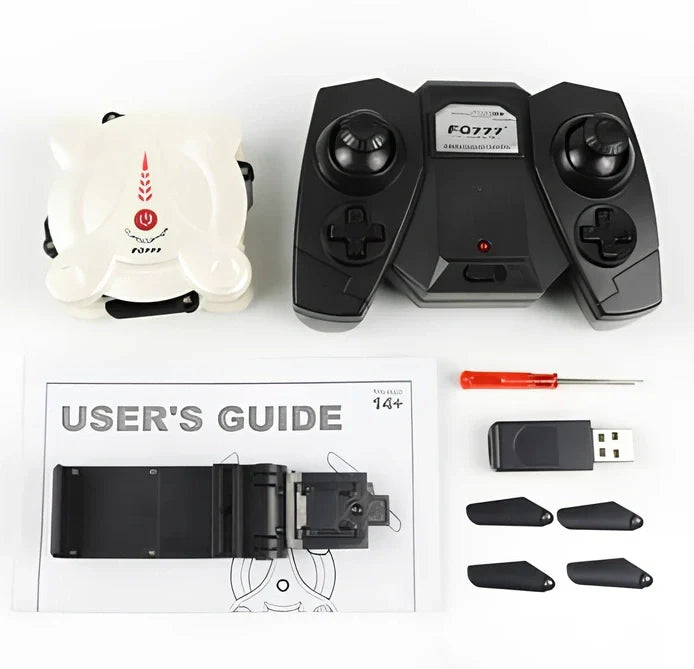 Black WiFi real-time aerial drone, 6.5x6.5x2.5cm size, 45g weight with 50m control range