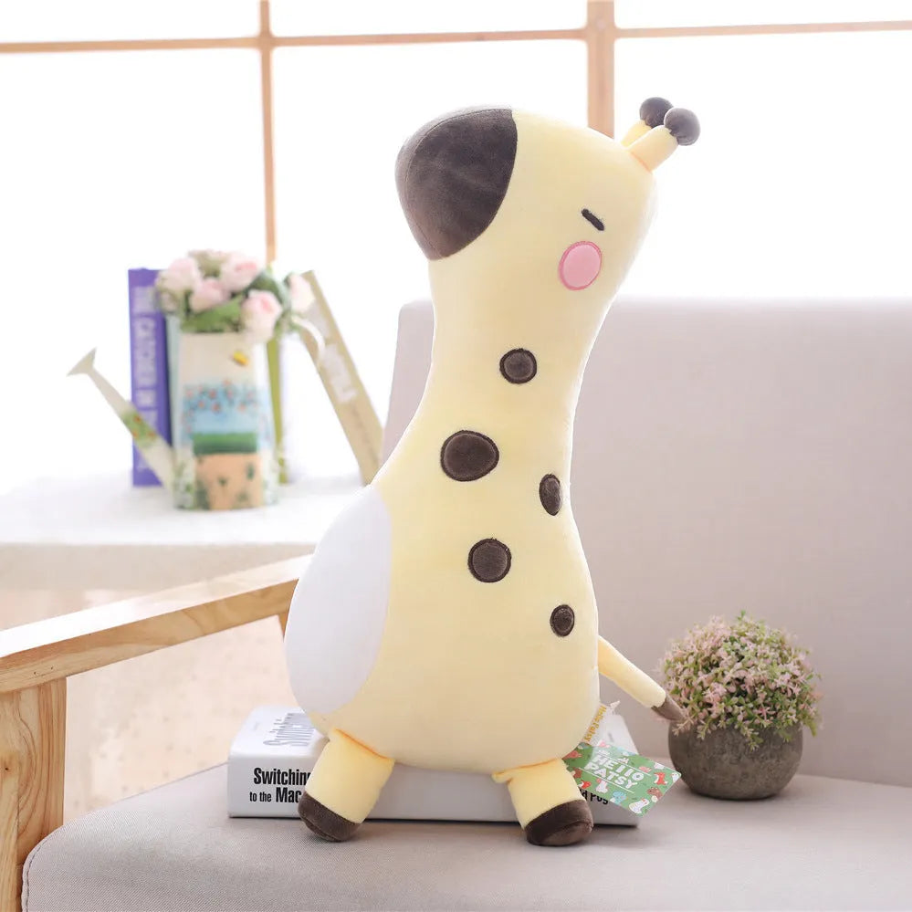 Pink and yellow soft Sika deer plush doll with short plush fabric, 30cm 50cm 80cm sizes, for children aged 4-6