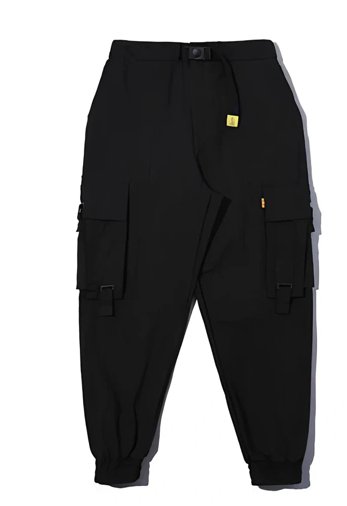 Loose cotton harem pants in army green, size M with 95cm length and micro-elastic 39cm waist, featuring side pockets