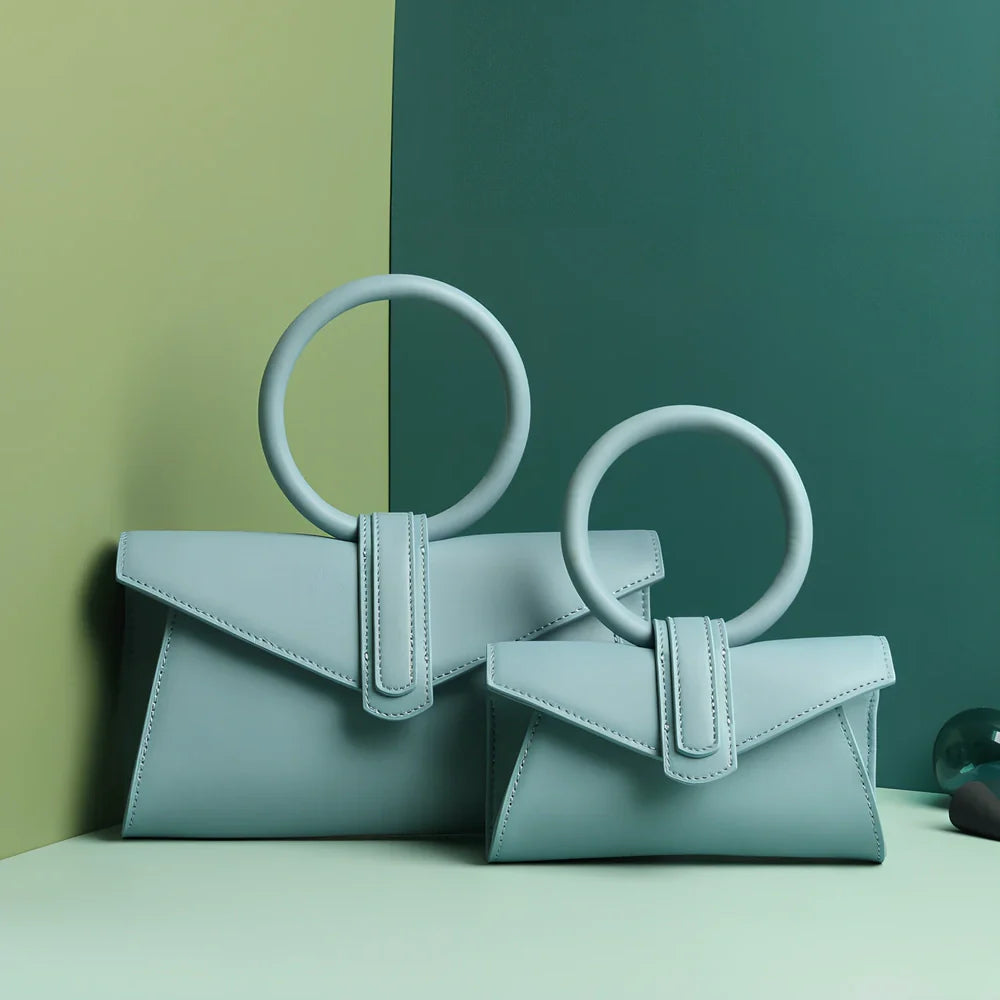 Women's one shoulder diagonal bag in rose red with small pocket, two-layer cowhide, 22x18 cm size