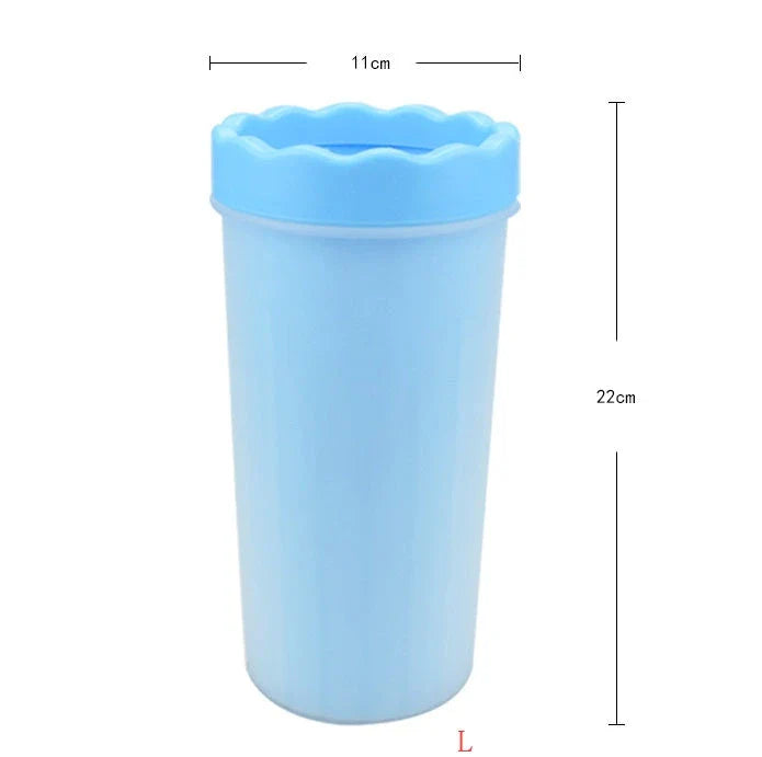 Premium Silicone Dog Paw Washer Cup in pink, blue, and green colors for easy and gentle cleaning of your dog's paws