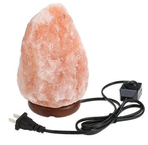 Natural rose salt lamp night light with rock salt shade, dimensions 10-11cm diameter, 16-18cm height